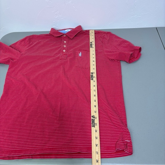 Johnnie-O Hangin' Out Red Striped Polo Short Sleeve Men's Large Shirt HOLE FLAW - Picture 11 of 11